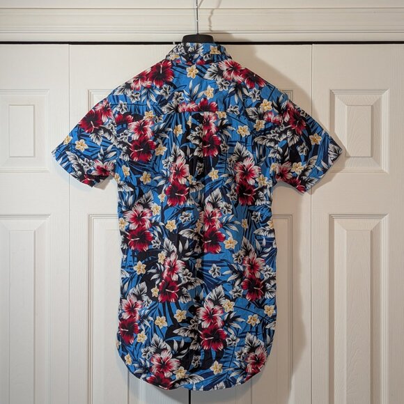Produkt Floral Button Down Short Sleeve Men's Shirt - Blue- Size M - Picture 3 of 10